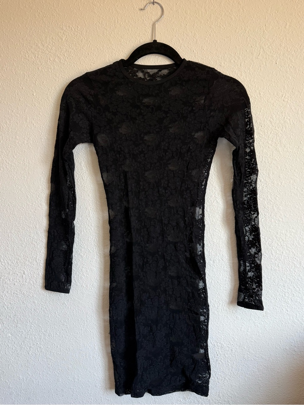 American Apparel Black Lace Long-Sleeve Bodycon Dress